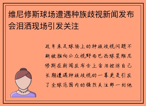 维尼修斯球场遭遇种族歧视新闻发布会泪洒现场引发关注